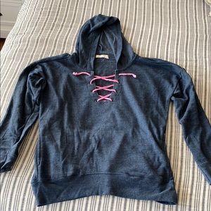 Women's Navy Hoodie with Pink Laces
